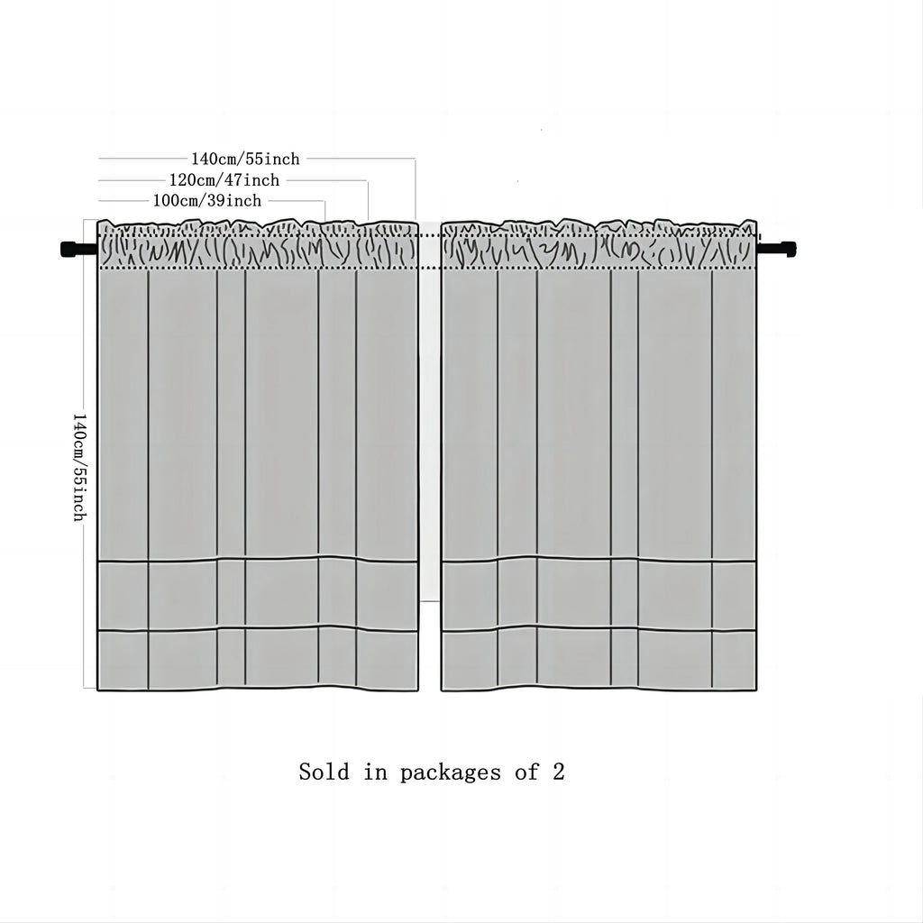 Rideaux courts brodés fraises style bohème, hauteur moins de 160 cm