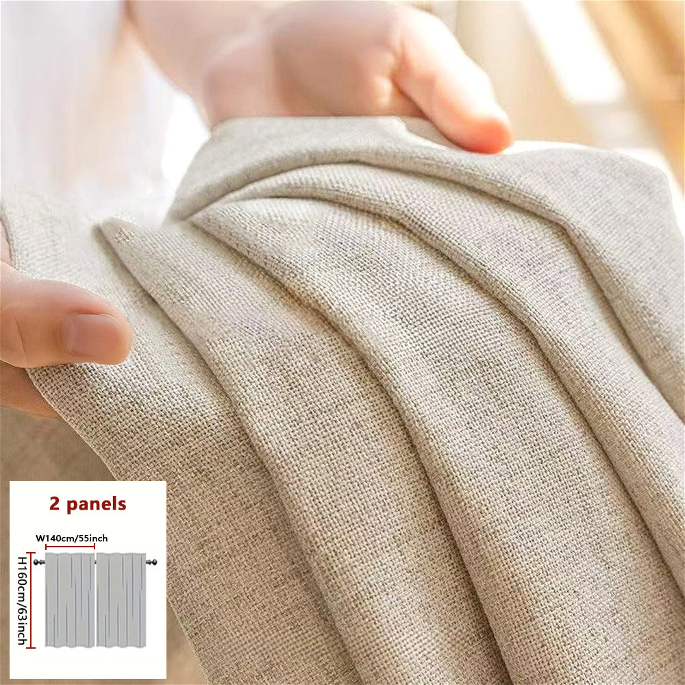 Rideaux japonais semi-transparents effet lin – lot de 2 pour salon et chambre