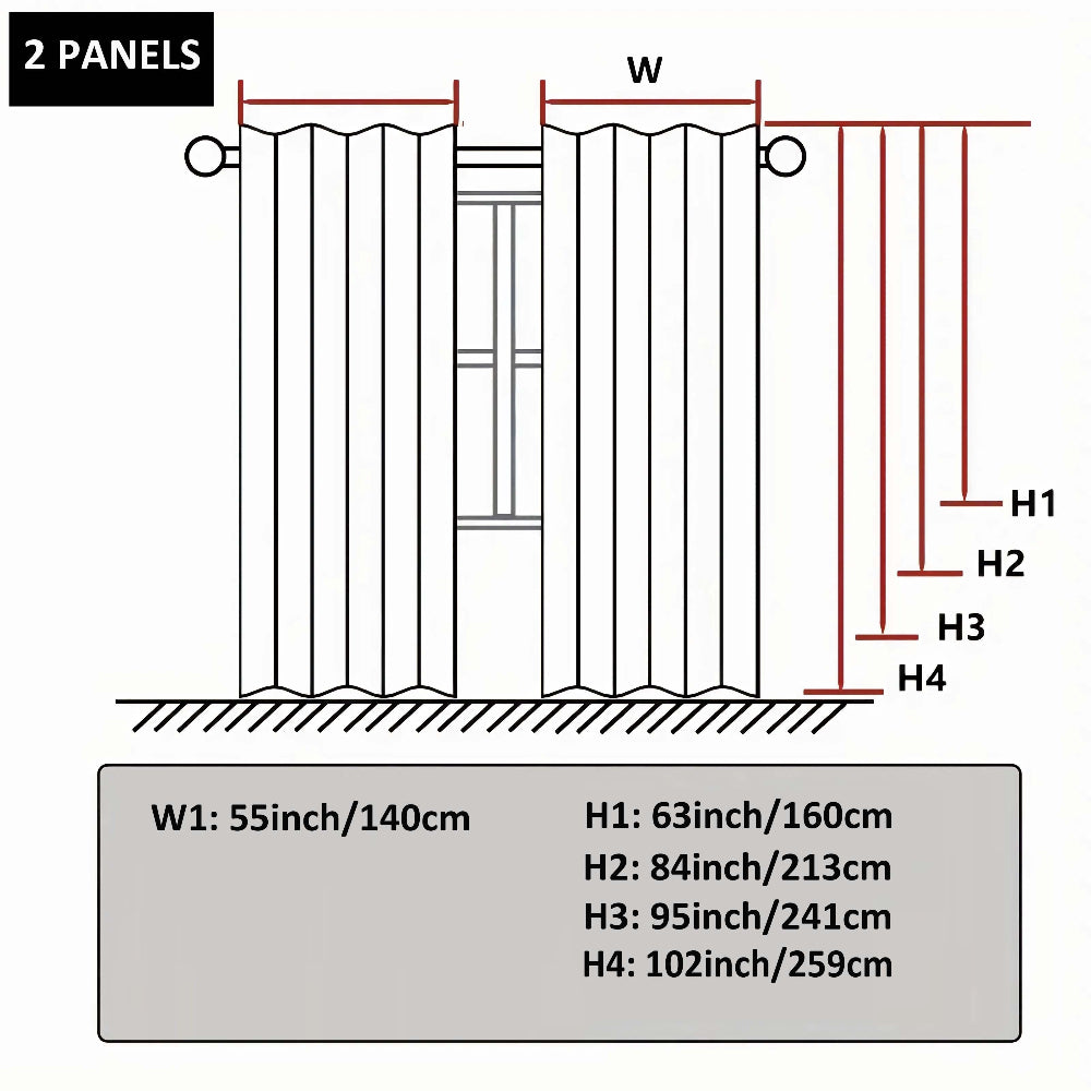 Rideaux occultants thermiques matelassés double couche – 2 panneaux