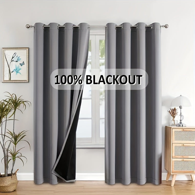 Rideaux occultants 100 % blackout à œillets, gris