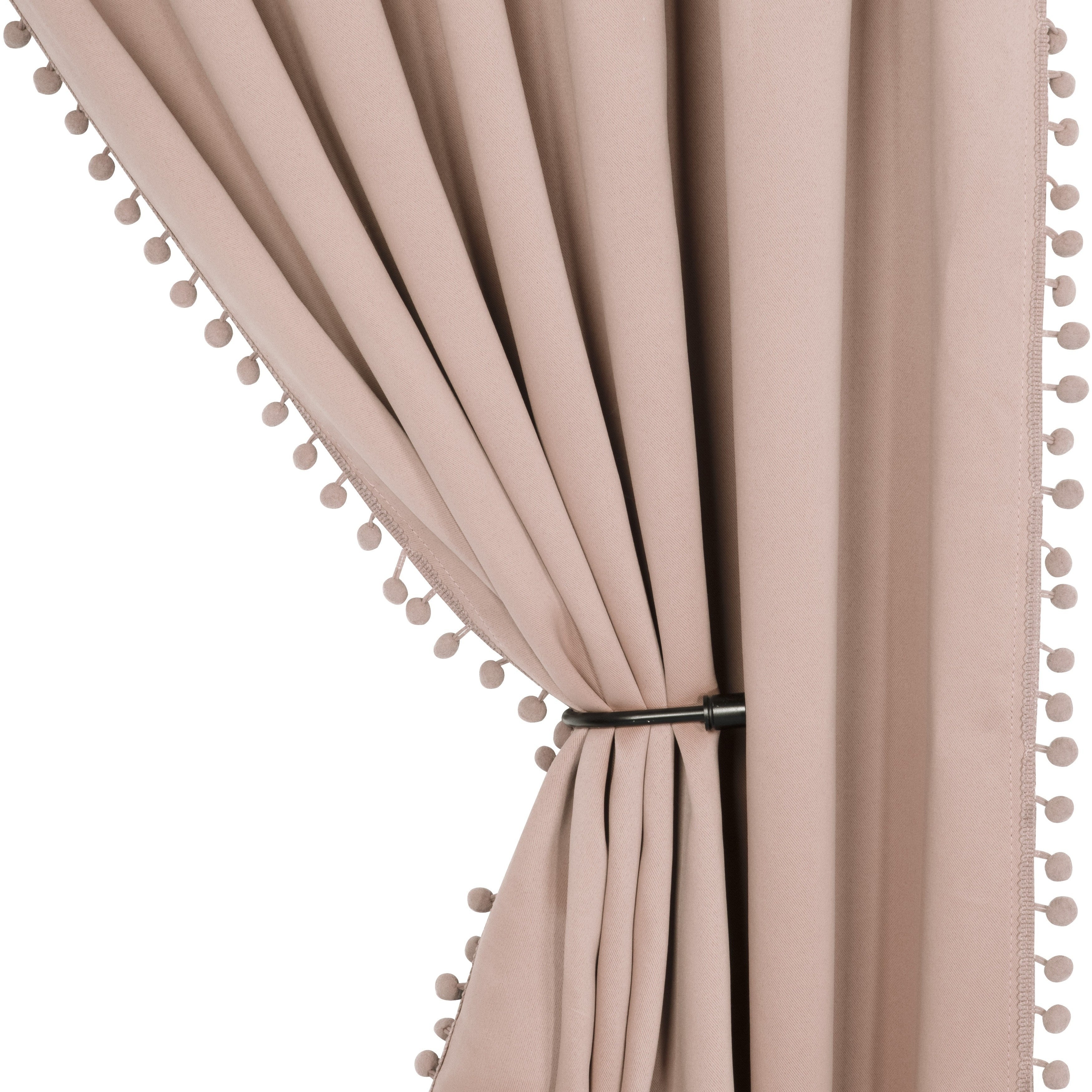 Rideau occultant thermique avec galon pompons pour salon et chambre