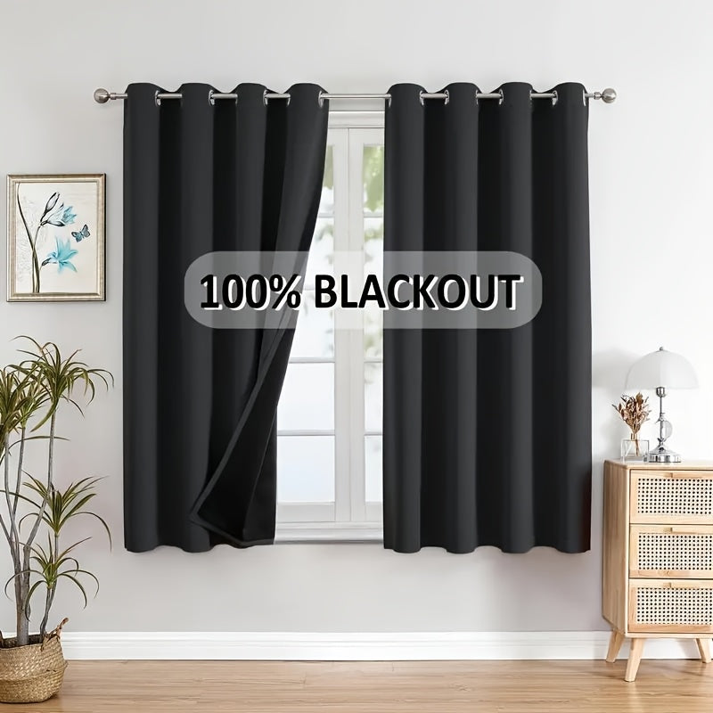 Rideaux occultants 100 % blackout à œillets, noir