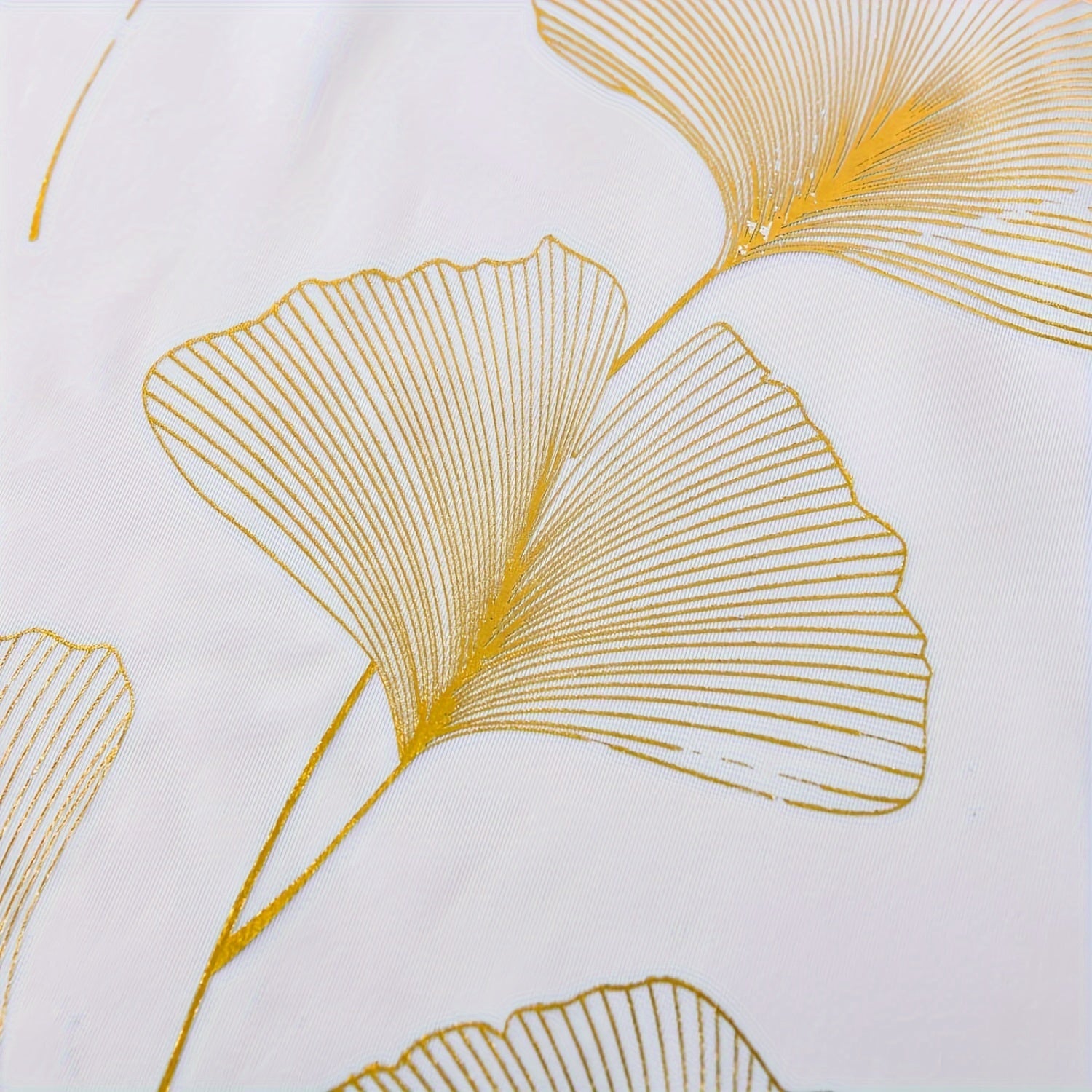 Rideaux voilage à motifs feuilles dorées et argentées à œillets (2 panneaux)