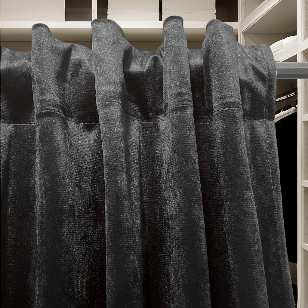 Rideaux courts en velours tamisant pour petite fenêtre et cuisine (2 p, noir