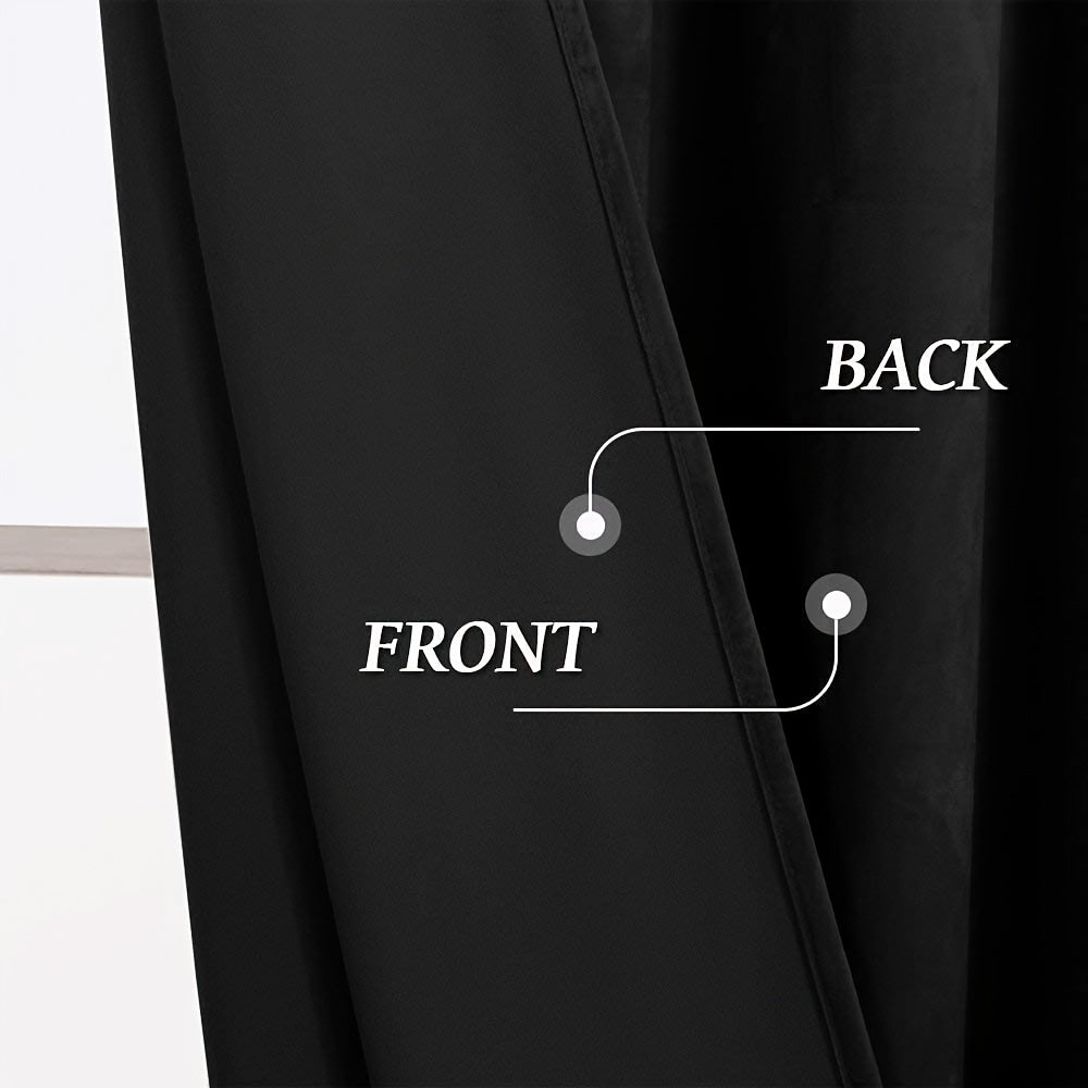 Rideau occultant en velours noir 100 % polyester pour chambre