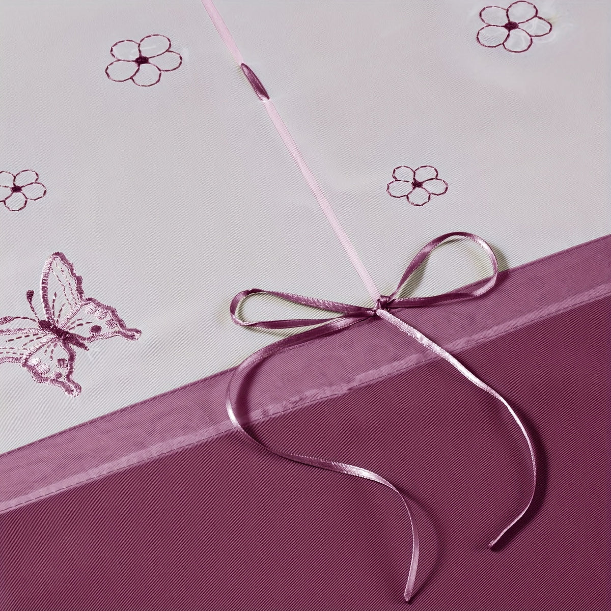 Rideau brise-bise à broderie papillon, largeur moins de 100 cm