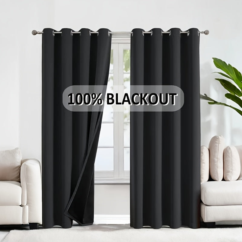 Rideaux occultants 100 % blackout à œillets, noir