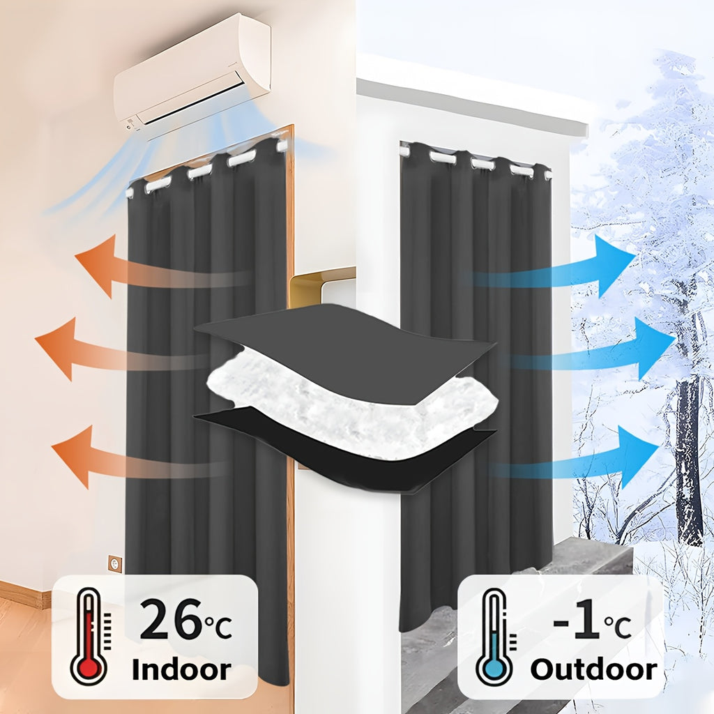 Rideau thermique occultant épais hiver coupe-vent à œillets, largeur 200 à 299 cm