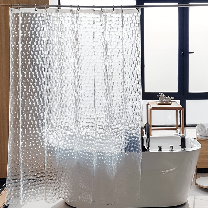 Rideau de douche en polyéthylène motif cubes d’eau semi-transparent, largeur moins de 100 cm