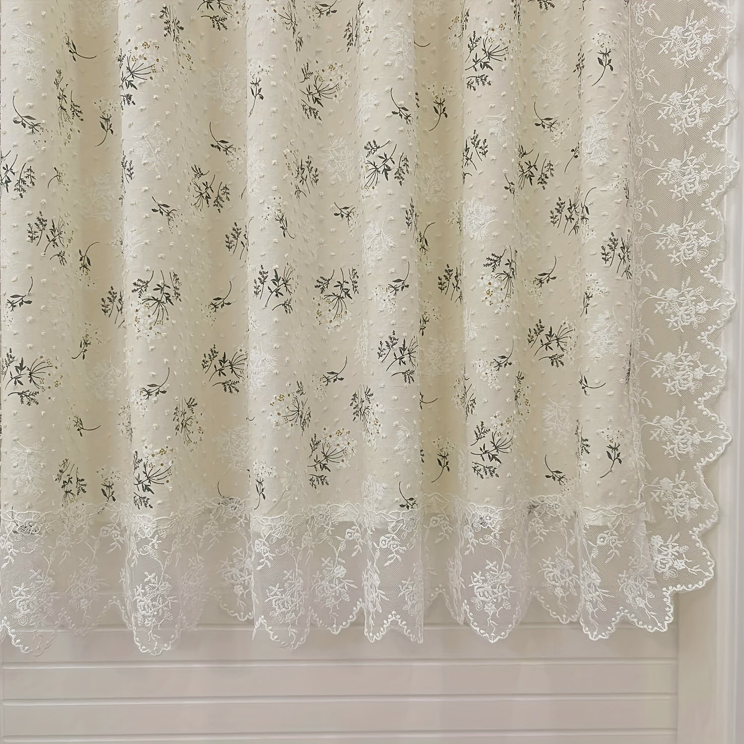 Rideau valance occultant style French country à imprimé feuilles (1 panneau)