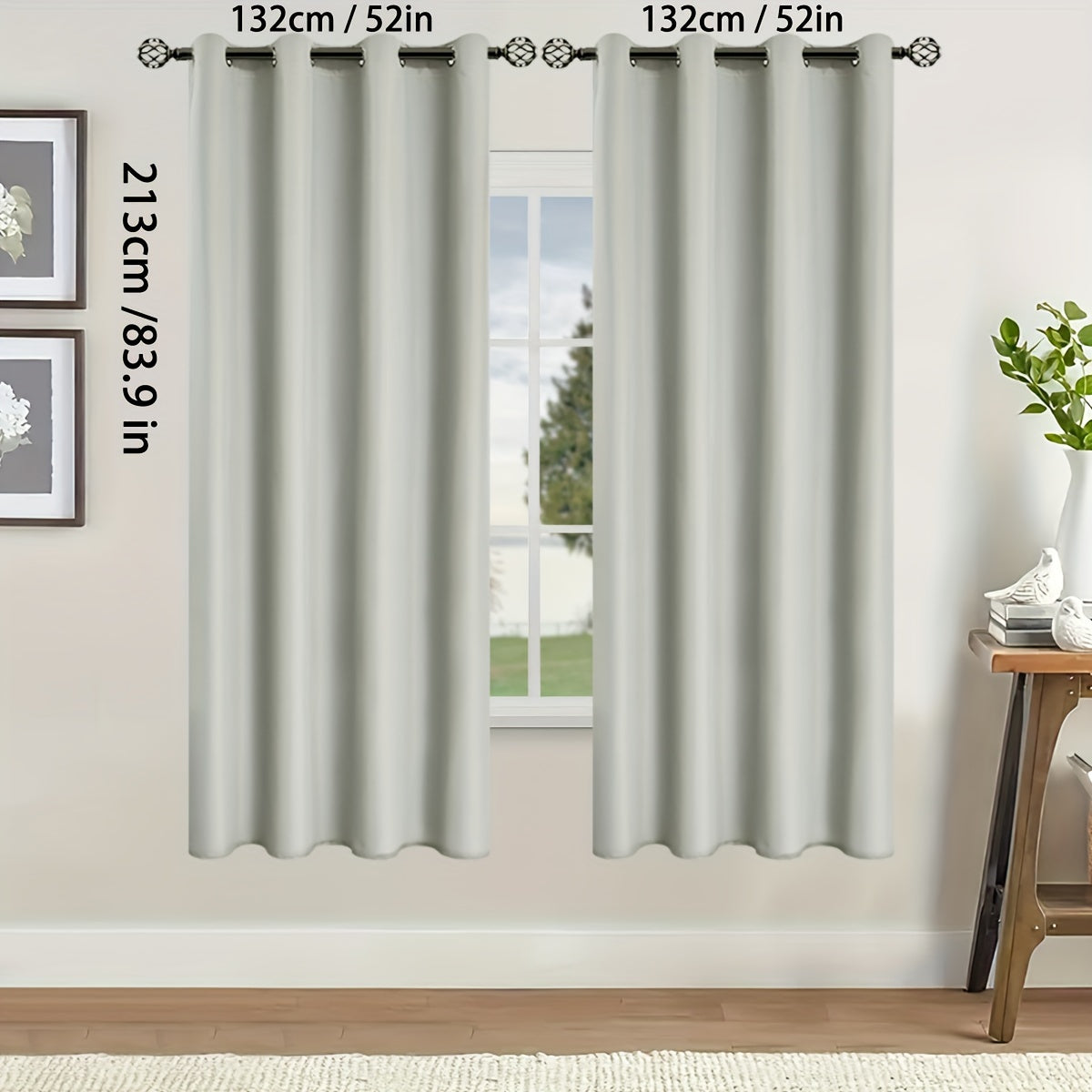 Rideaux occultants thermiques avec œillets pour salon et chambre - 2 panneaux