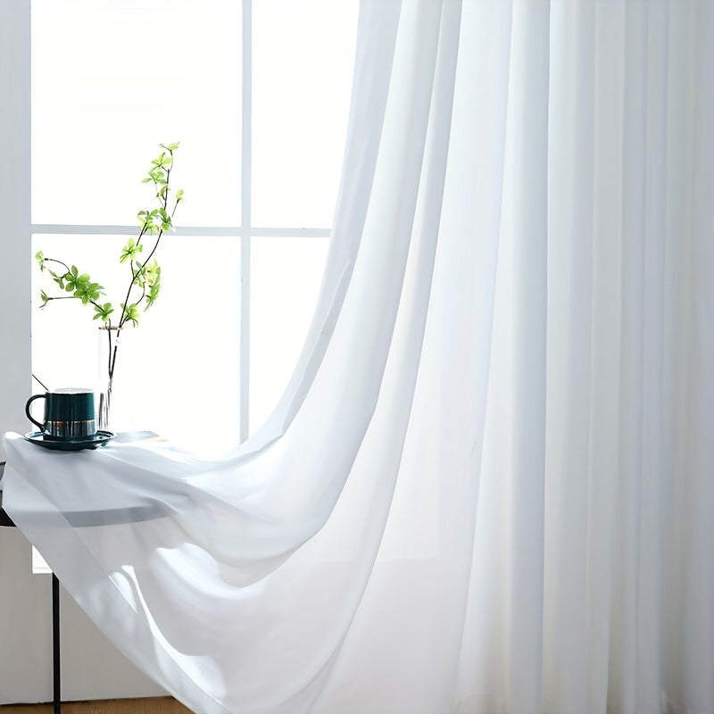 Rideau voilage blanc en mousseline semi-transparent pour salon et chambre