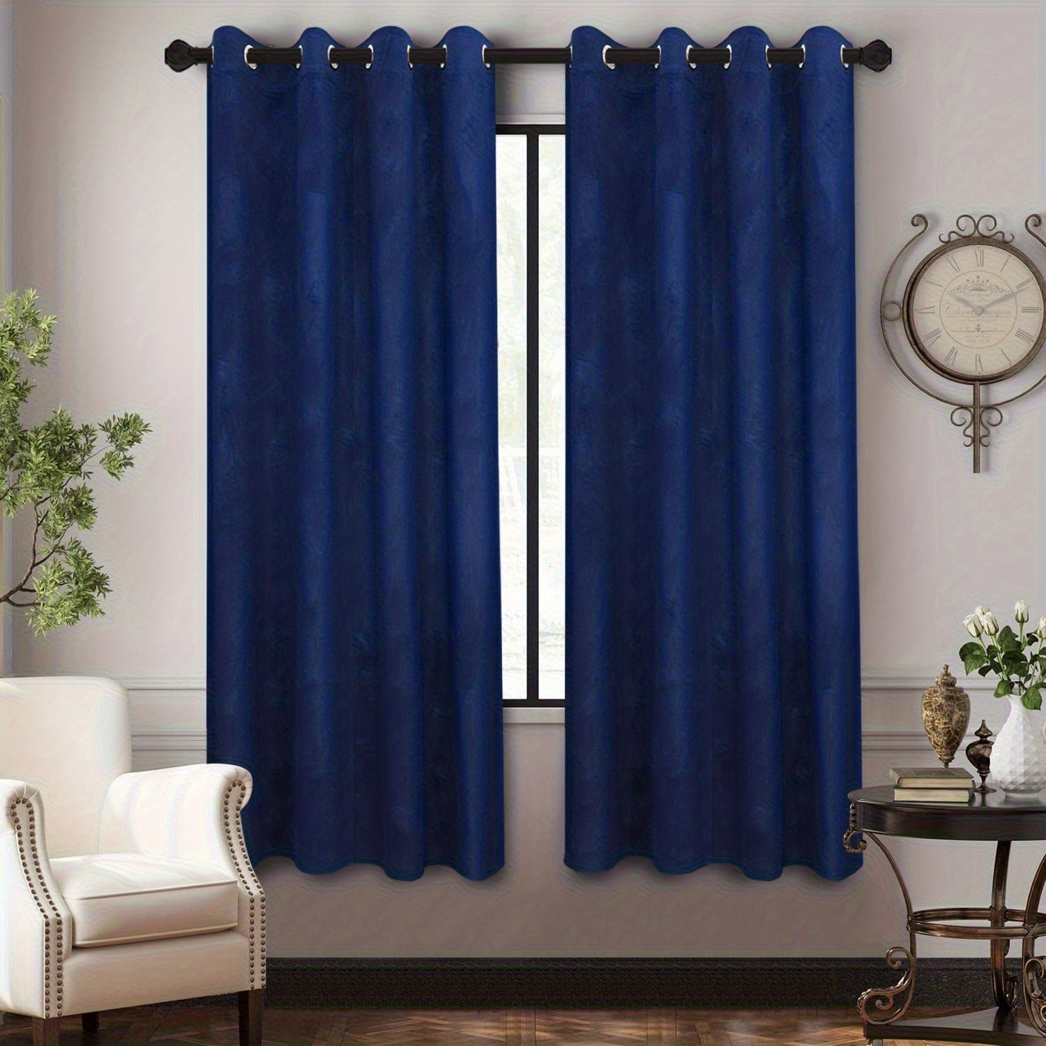 Rideaux velours tamisants unis en polyester avec œillets (2 panneaux)