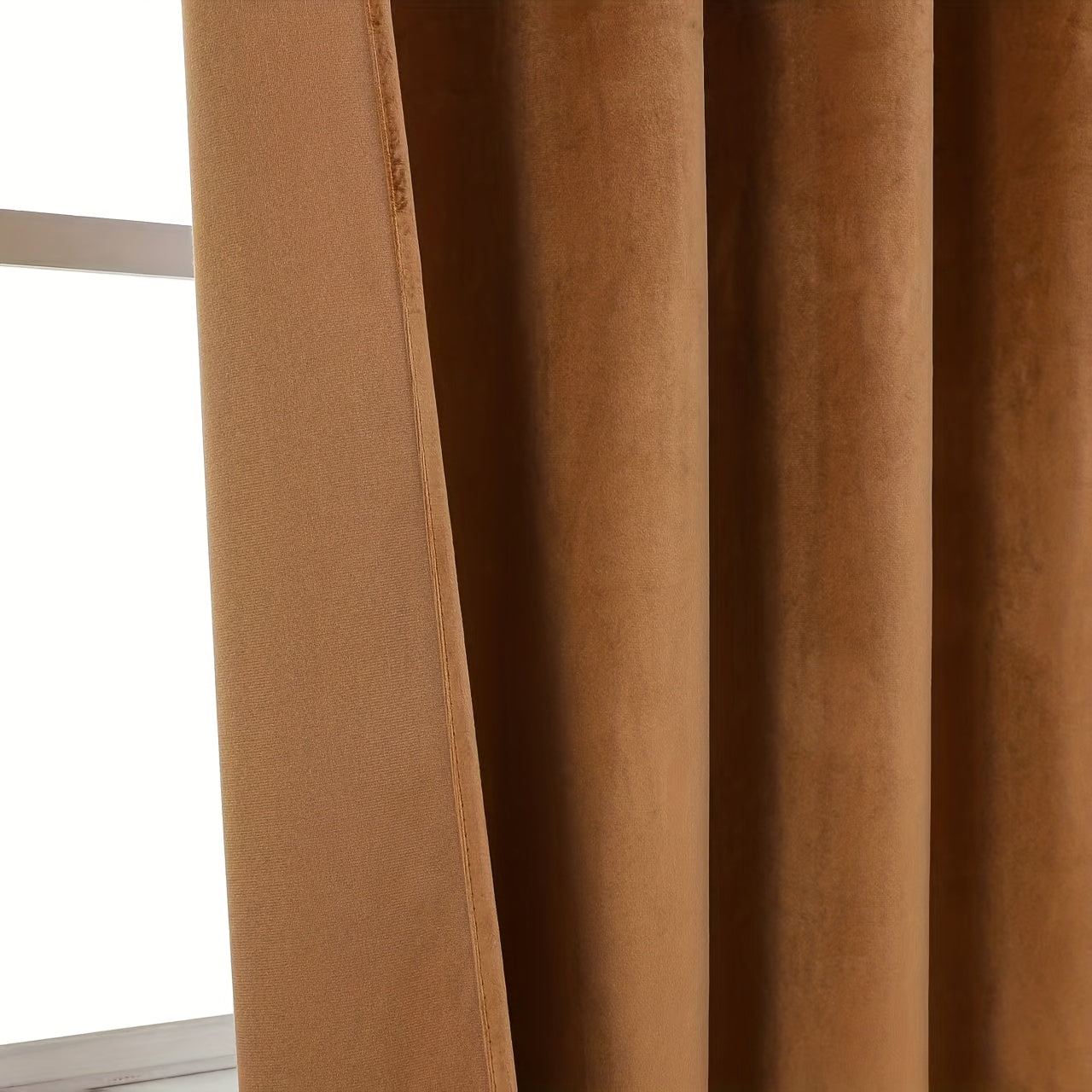 Rideaux occultants velours marron café en polyester (2 panneaux)