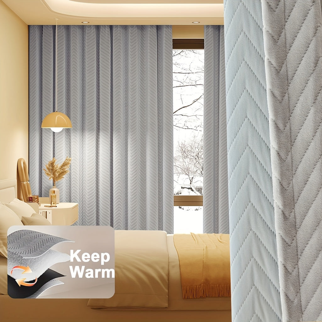 Rideau occultant thermique flanelle matelassée gris, hauteur 160 à 199 cm