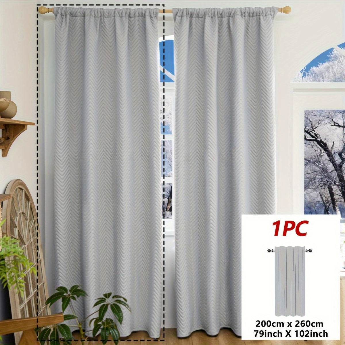 Rideau occultant thermique épais en flanelle, gris