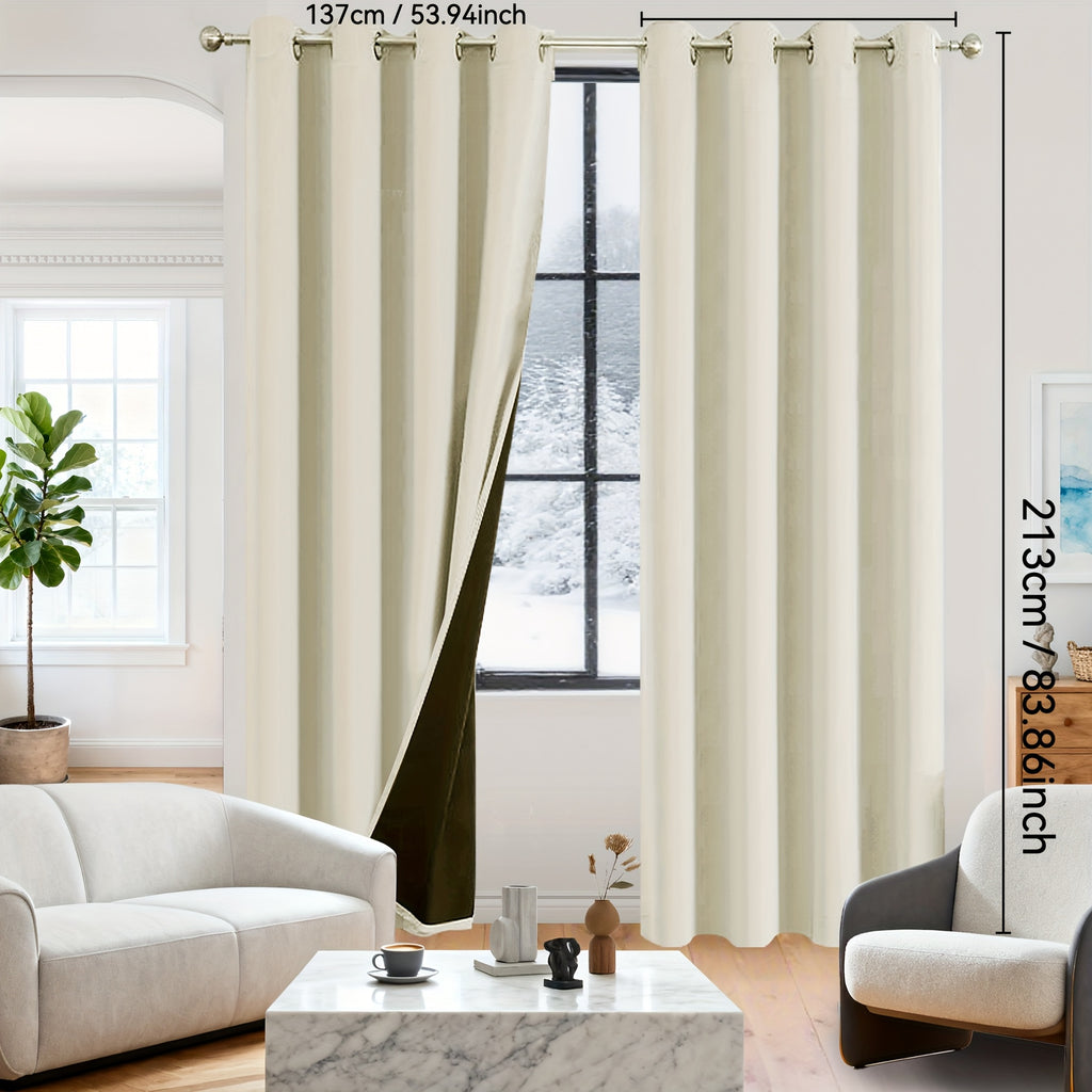 Rideaux occultants 100% blackout en polyester thermique (2 panneaux), brun