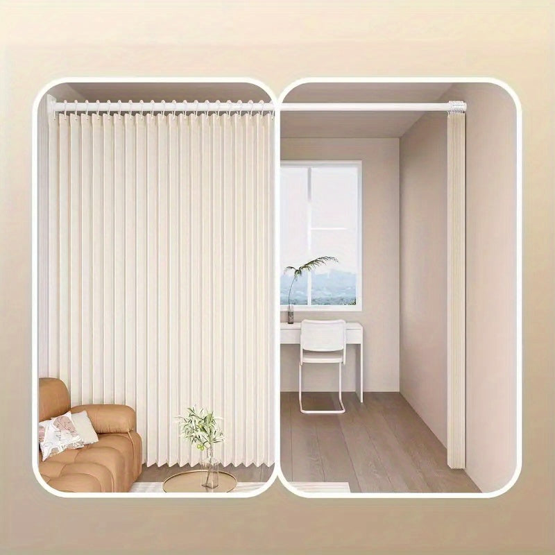 Rideau séparateur pliant moderne gris clair ou beige en polyester (1 p, largeur 100 à 139 cm