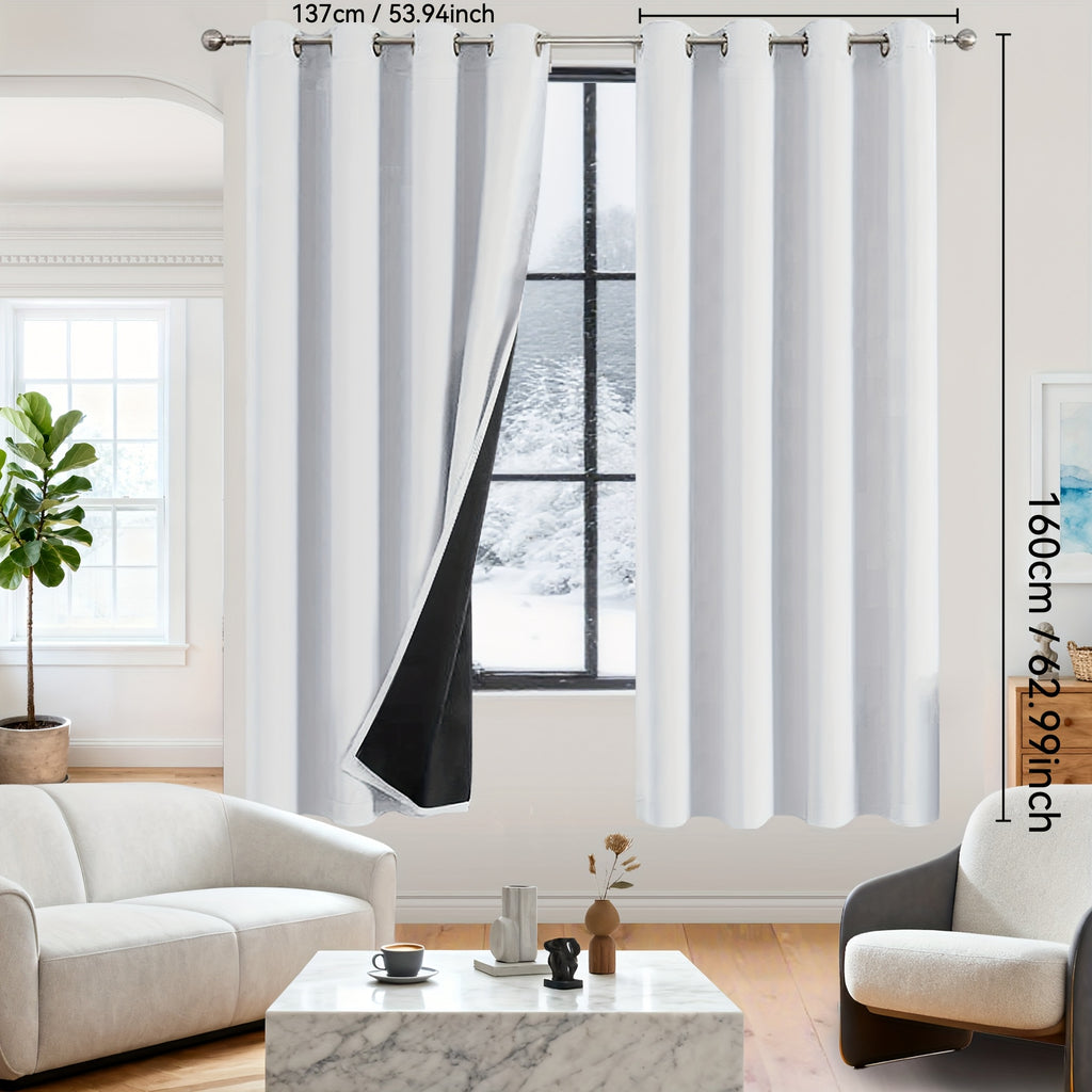 Rideaux occultants 100% blackout en polyester thermique (2 panneaux), blanc