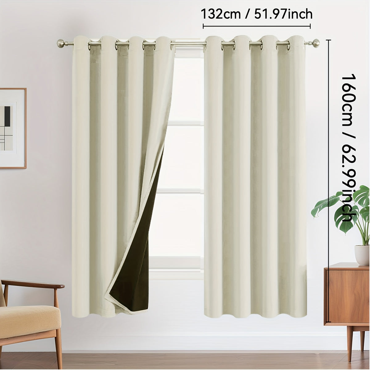 Rideaux occultants 100 % blackout à œillets – lot de 2 panneaux pour chambre et salon
