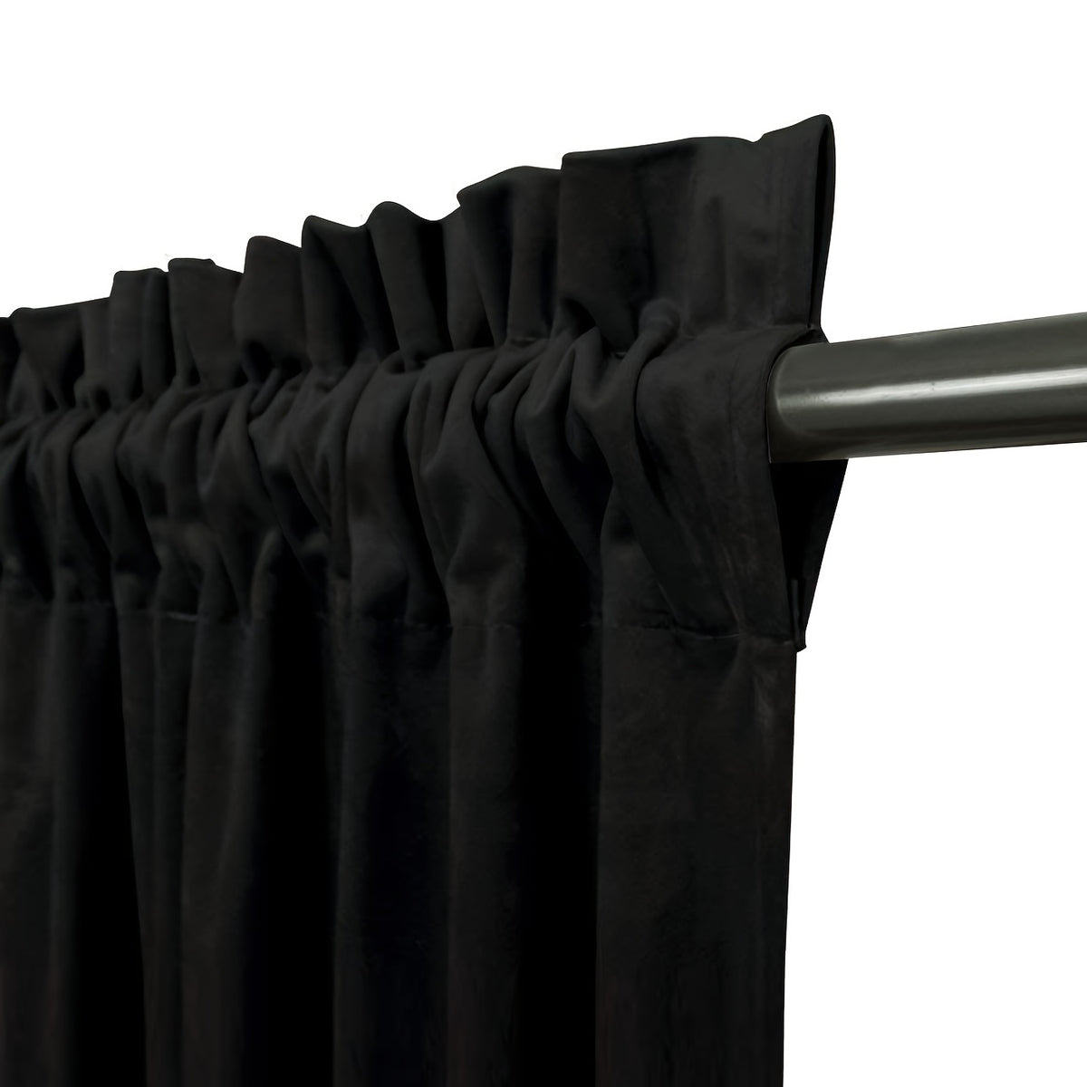 Rideau occultant en velours noir 100 % polyester, largeur 100 à 139 cm Image