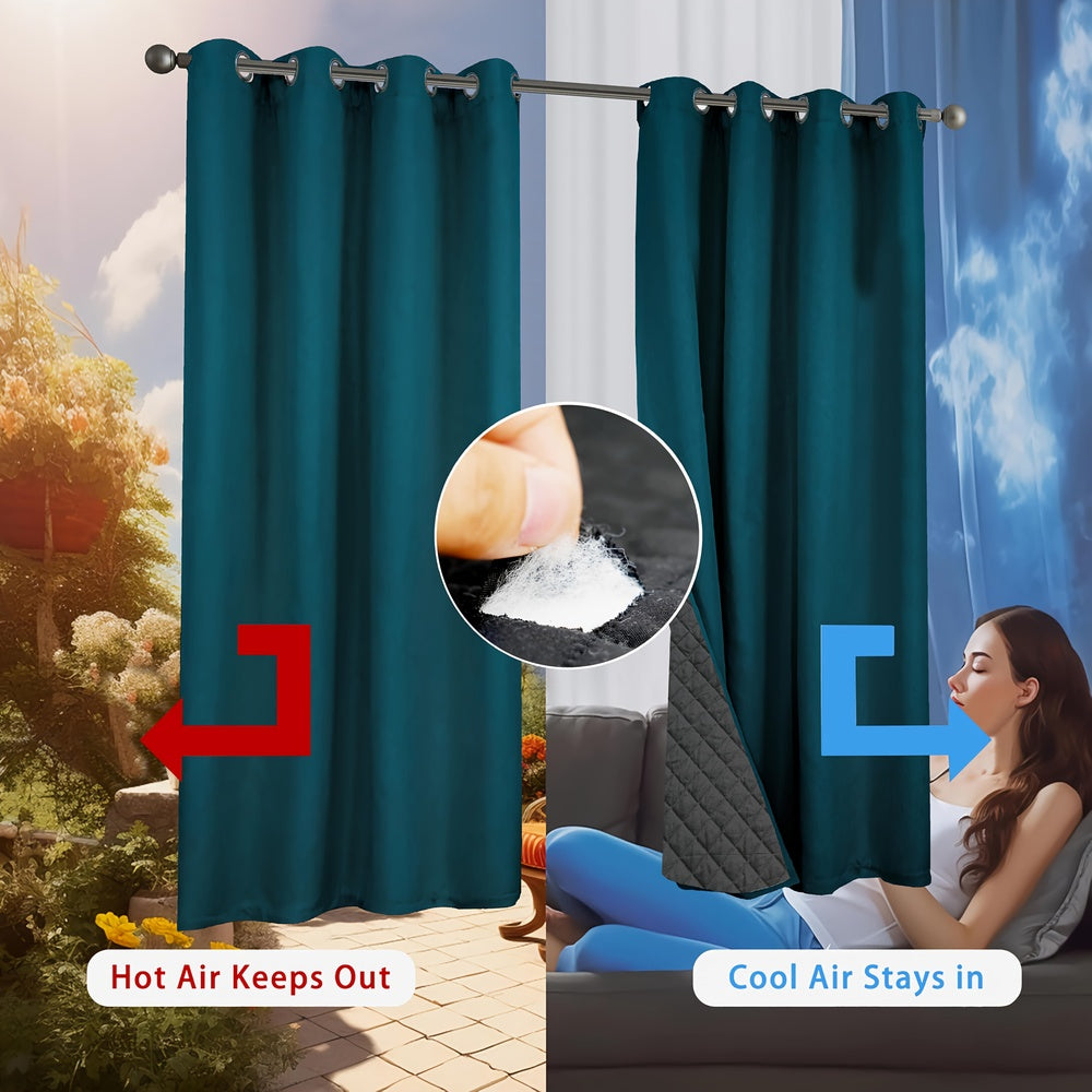 Rideaux occultants thermiques matelassés double couche – 2 panneaux