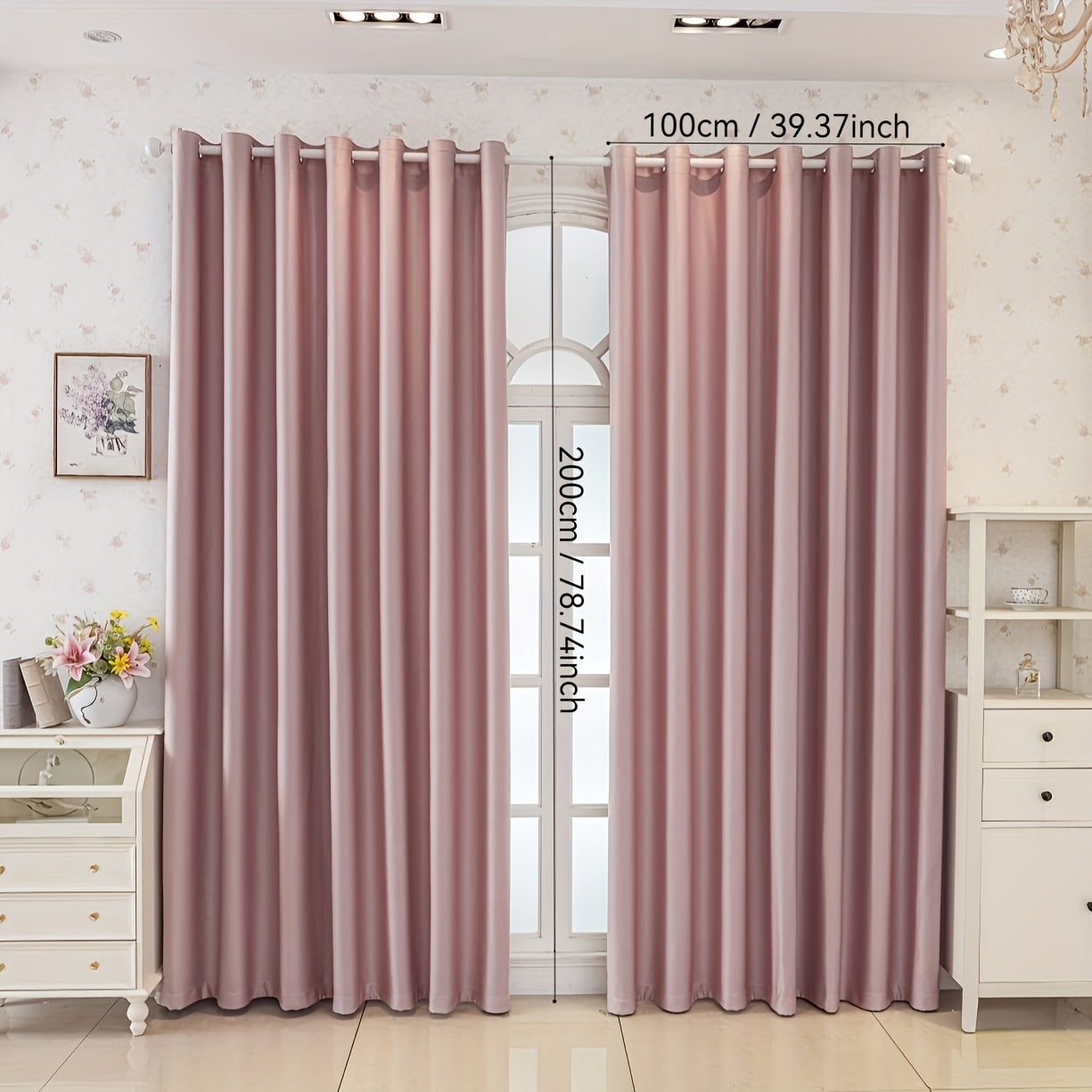 Rideaux occultants unis en polyester pour chambre et bureau (2 panneaux)