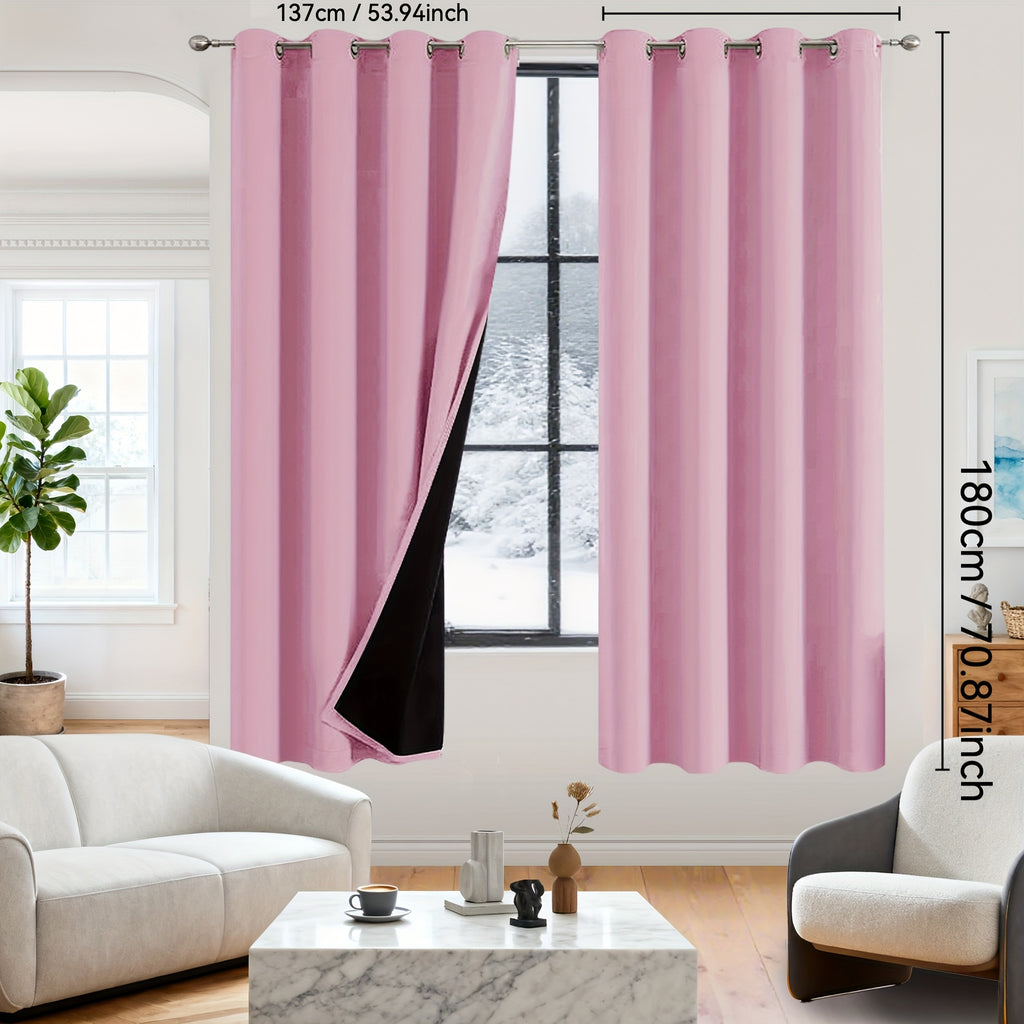 Rideaux occultants 100% blackout en polyester thermique (2 panneaux), rose