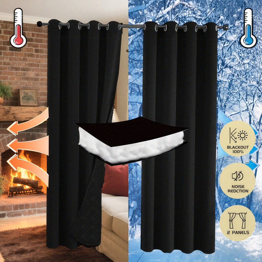 Rideaux occultants thermiques épais à œillets isolants (2 panneaux), largeur moins de 100 cm