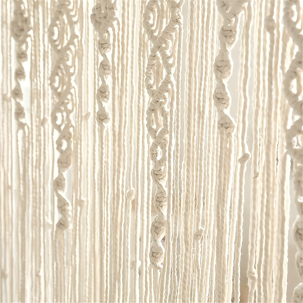 Rideau macramé bohème extra-long en coton ajouré pour porte (1 panneau)