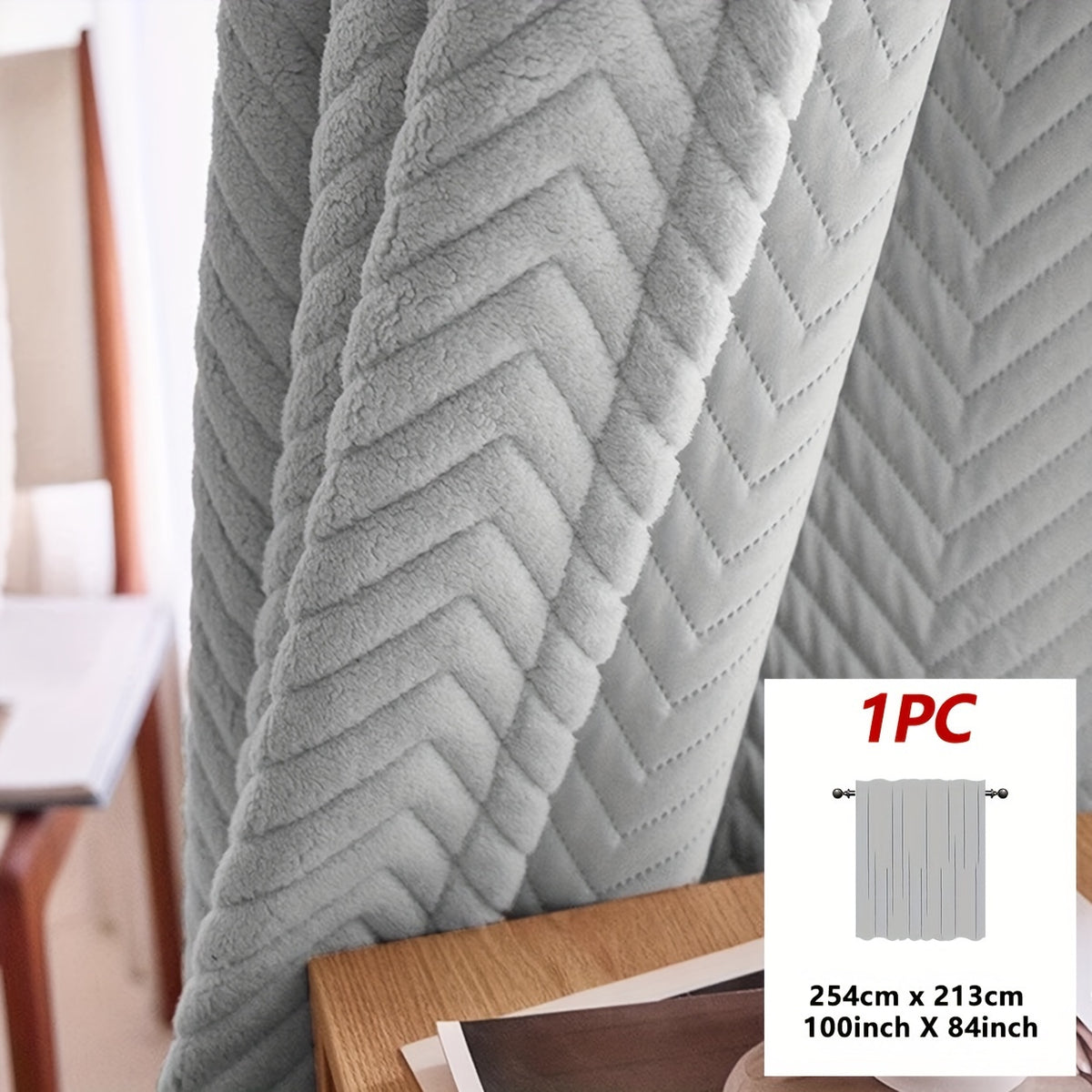 Rideau occultant thermique épais en flanelle, gris