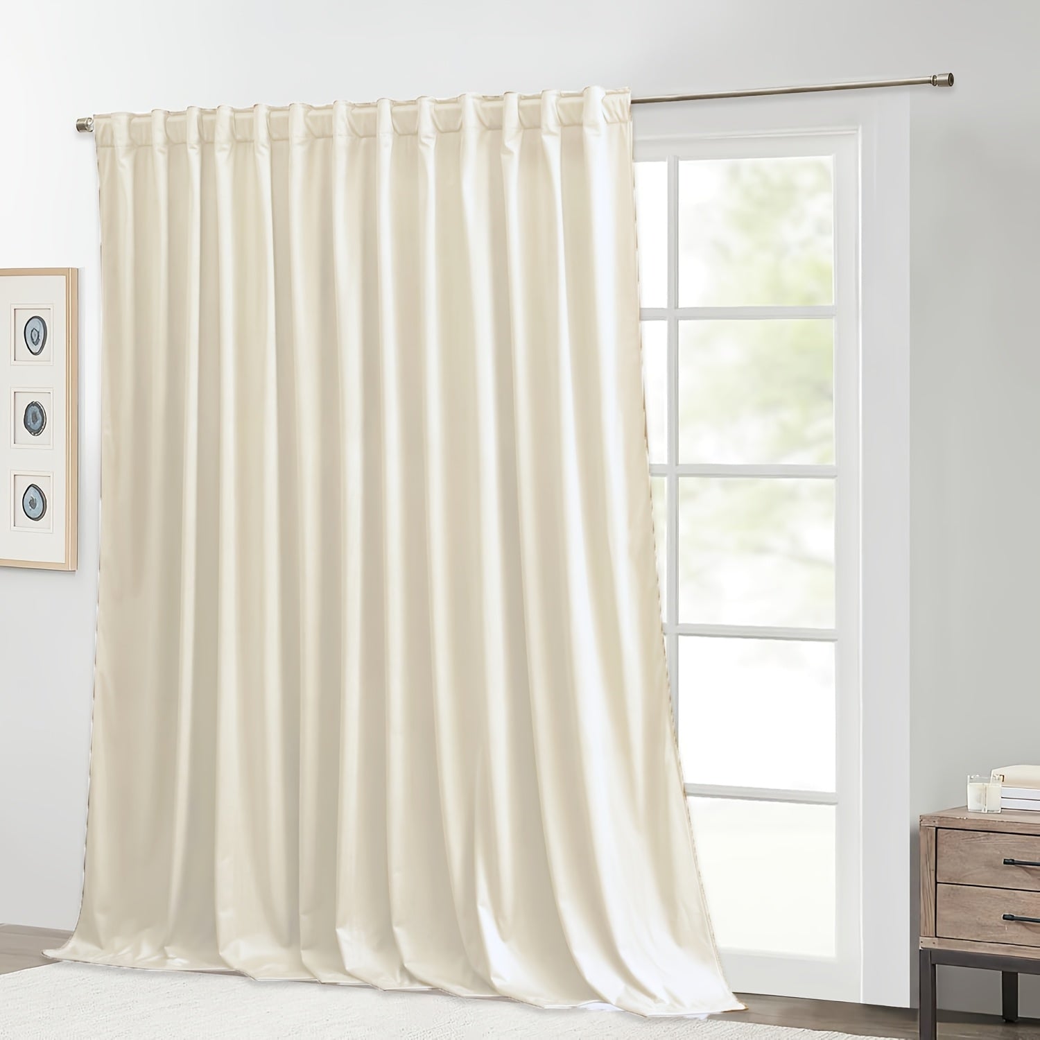 Rideau flanelle occultant large en polyester pour porte-fenêtre