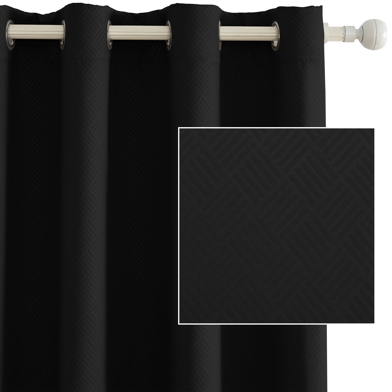 Rideaux occultants géométriques isolants à œillets pour chambre (2 panneaux)