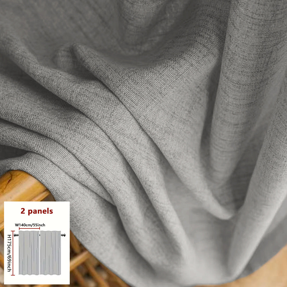 Rideaux japonais semi-transparents effet lin – lot de 2 pour salon et chambre