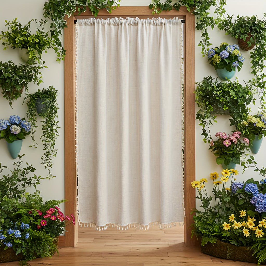 Rideau de porte japonais en lin imitation tamisant 1 panneau, largeur 100 à 139 cm