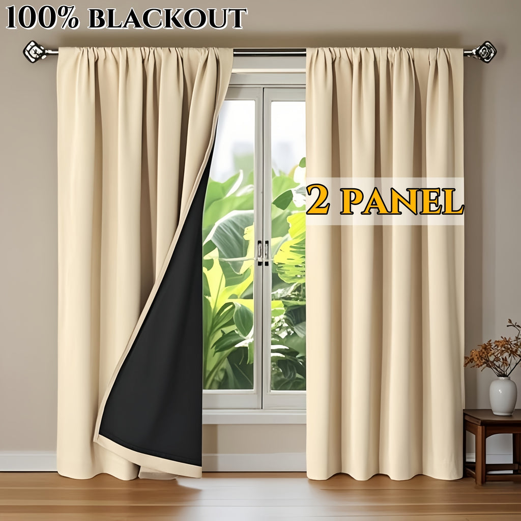Rideaux occultants 100 % blackout à double panneau, largeur moins de 100 cm