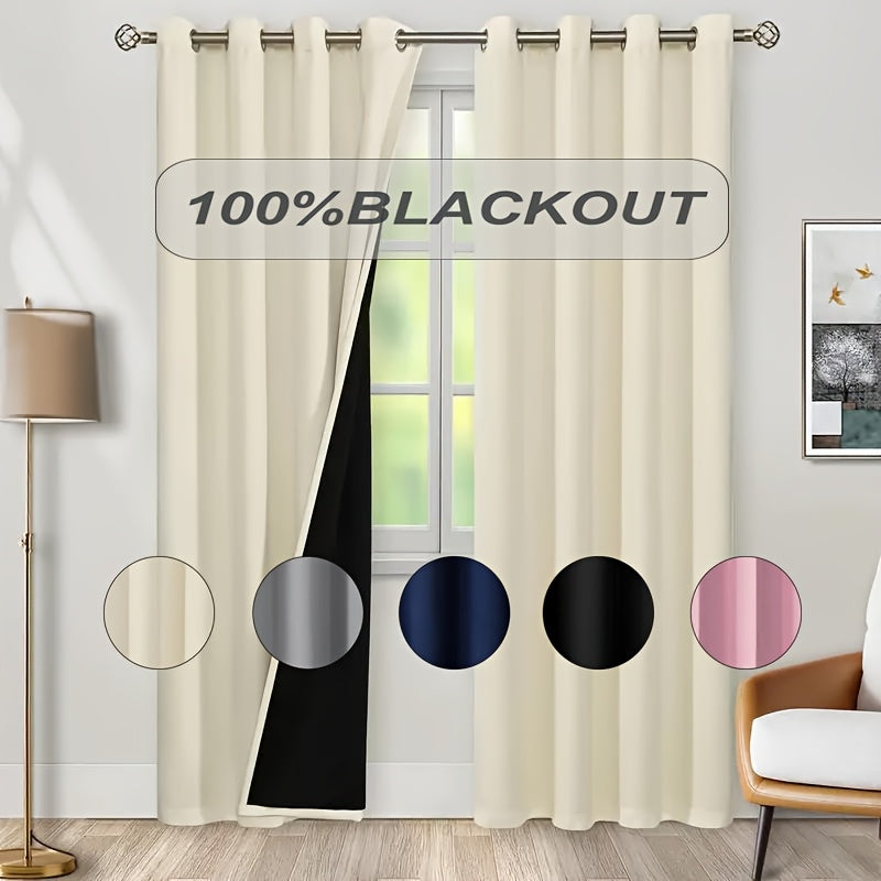 Rideaux occultants 100 % blackout à œillets, hauteur moins de 160 cm
