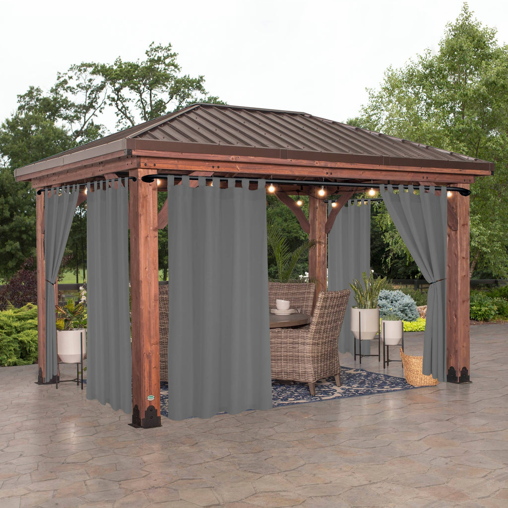 Rideau extérieur occultant pour pergola et terrasse, gris