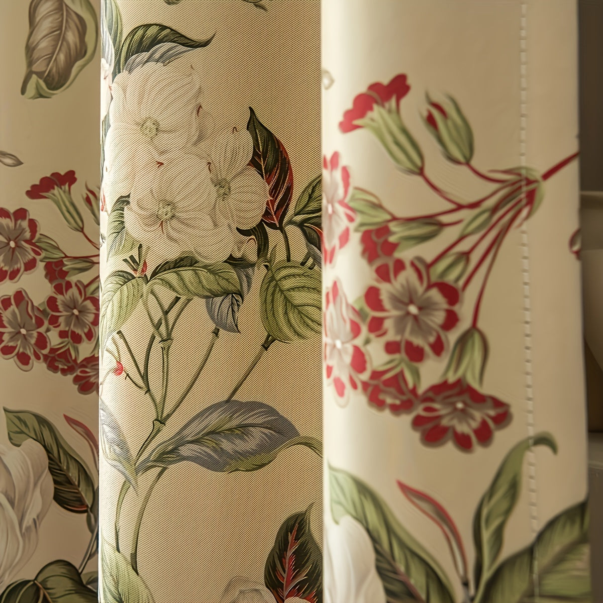 Rideau occultant fleuri style campagne en polyester pour salon et chambre