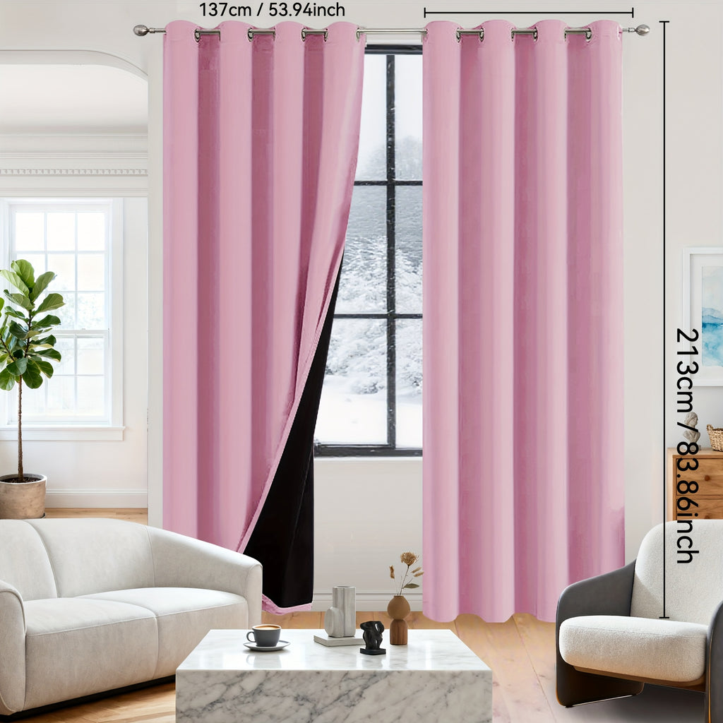 Rideaux occultants 100% blackout en polyester thermique (2 panneaux), rose