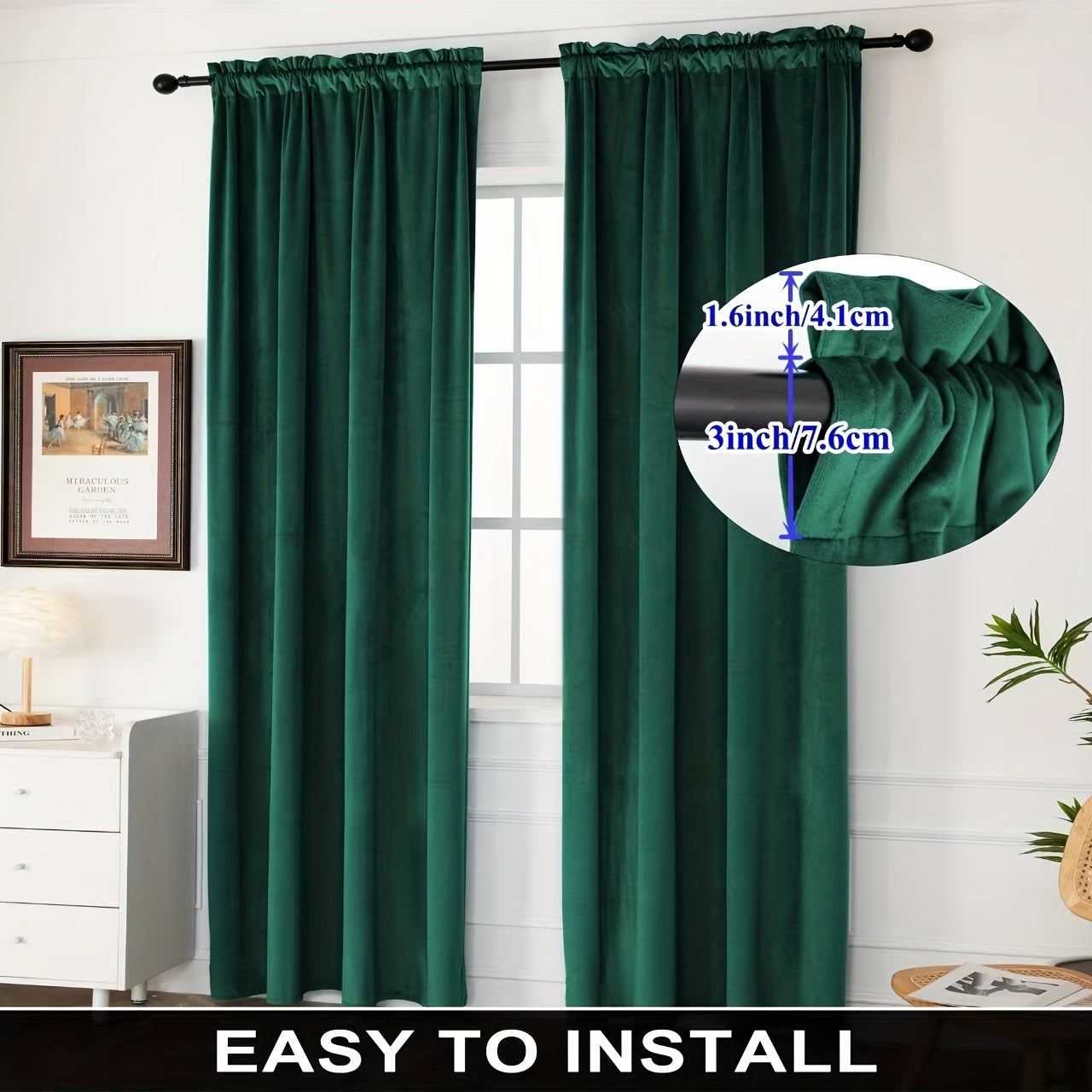 Rideau velours thermique et tamisant en polyester pour chambre et salon