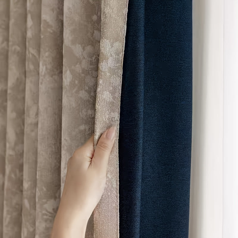Rideaux occultants chenille jacquard style français pour salon et chambre (2 panneaux)