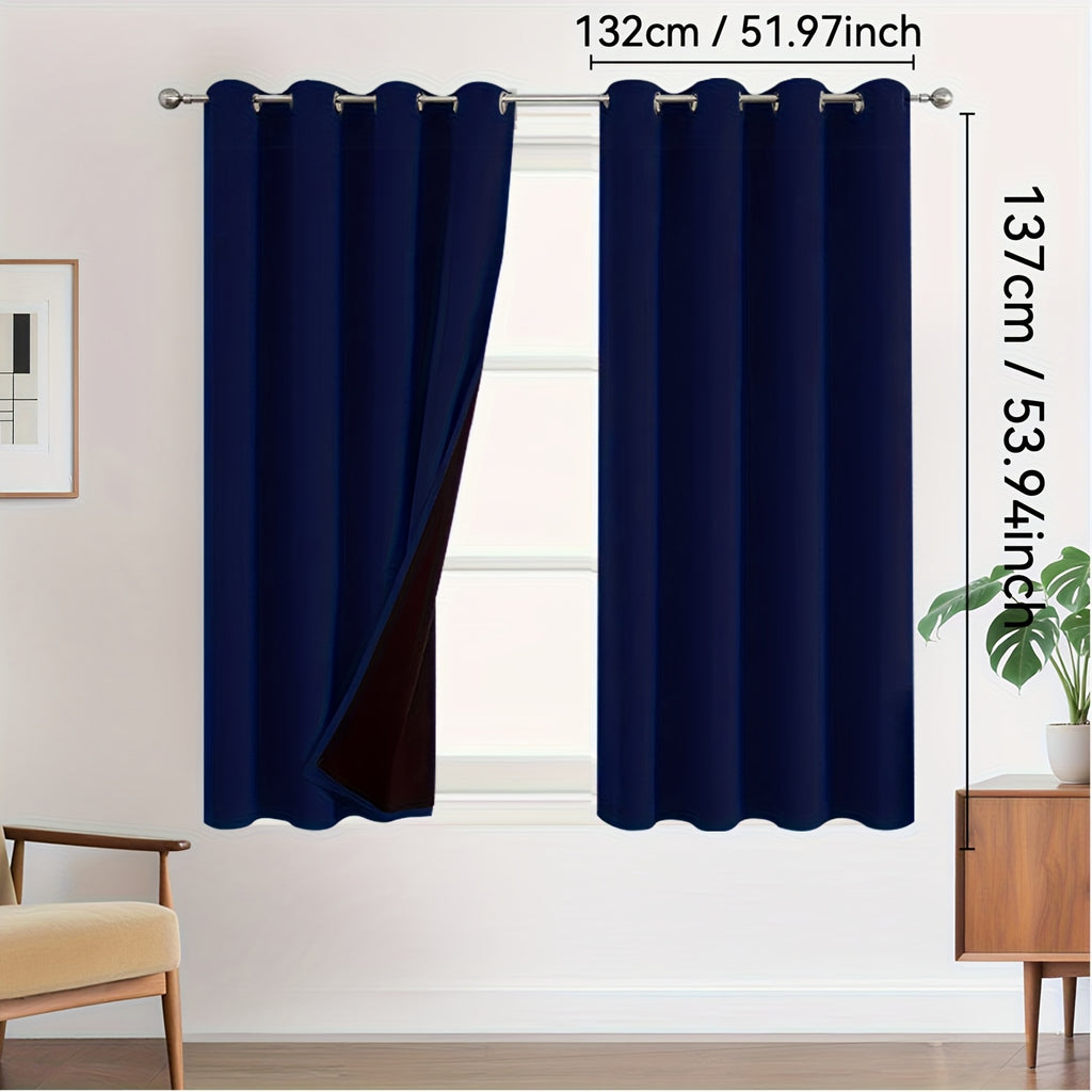 Rideaux occultants 100 % blackout à œillets – lot de 2 panneaux pour chambre et salon