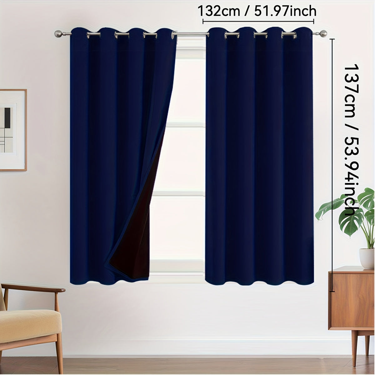 Rideaux occultants 100 % blackout à œillets – lot de 2 panneaux pour chambre et salon