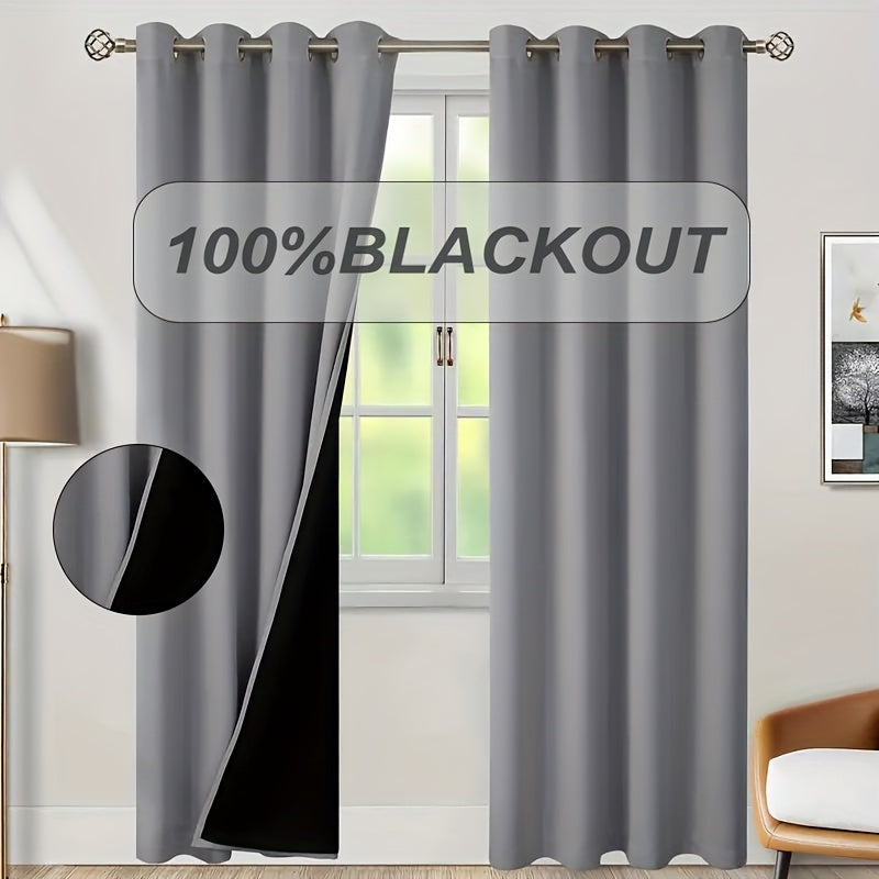 Rideaux occultants 100 % blackout à œillets, hauteur 160 à 199 cm