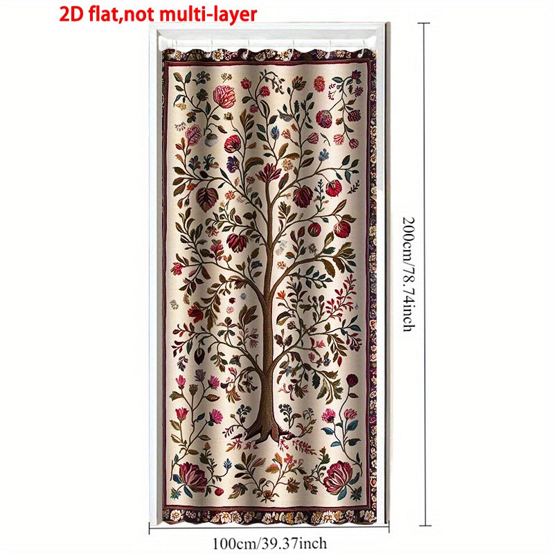 Rideau de porte occultant arbre de vie en polyester pour cuisine 100x200 cm