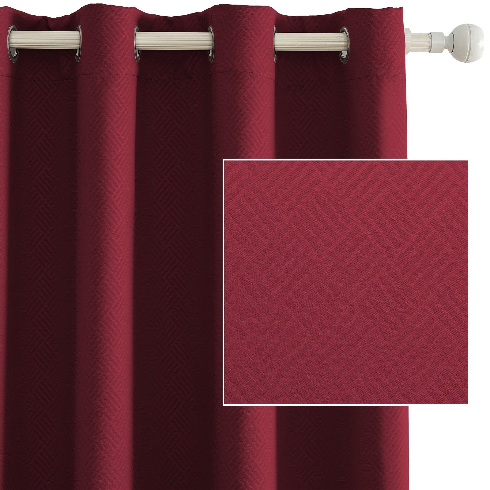Rideaux occultants géométriques isolants à œillets pour chambre (2 panneaux)
