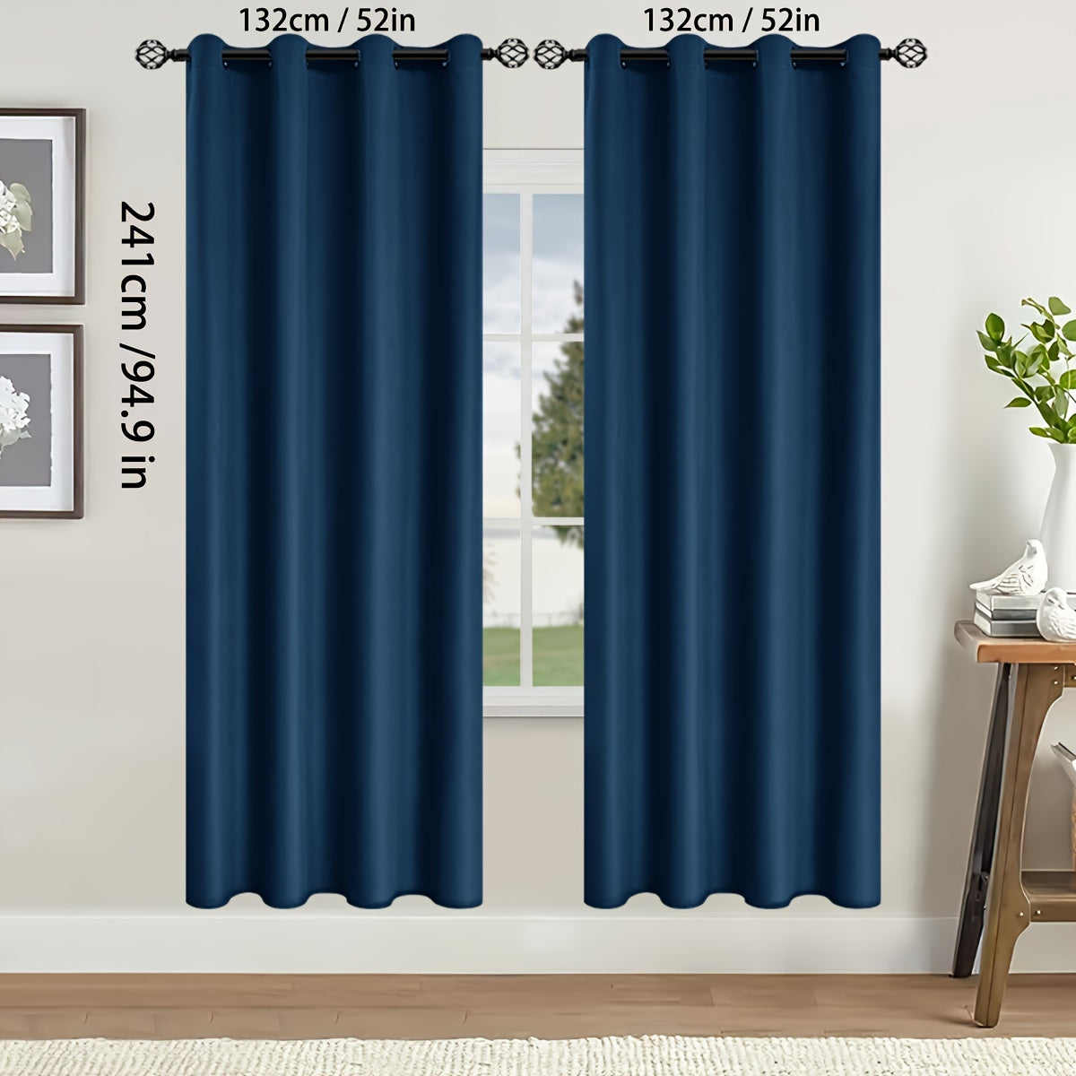 Rideaux occultants thermiques avec œillets pour salon et chambre - 2 panneaux