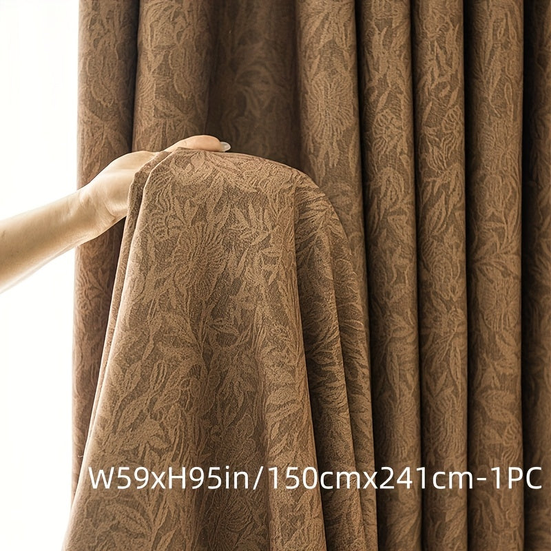 Rideau occultant jacquard chenille marron vintage à œillets