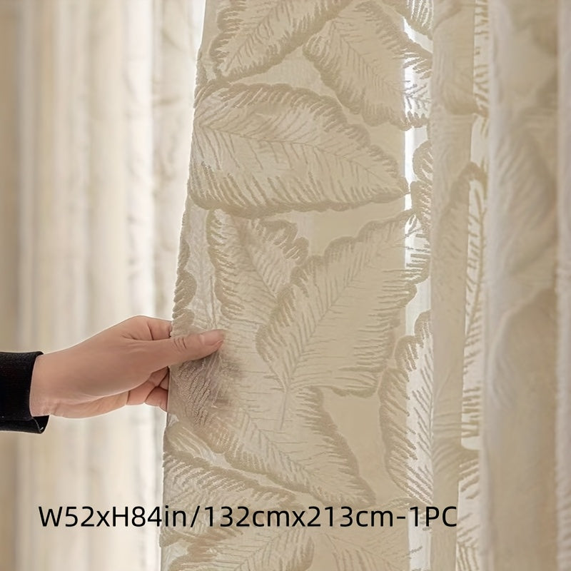 Rideau voilage velours beige brodé feuilles style rétro américain